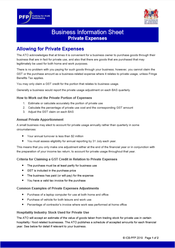 Allowing for Private Expenses